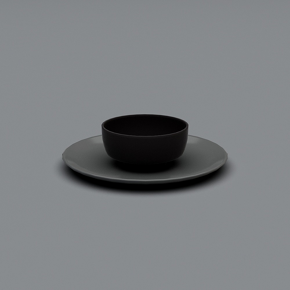 Elegant Low-Poly Bowl and Plate Set 3D model