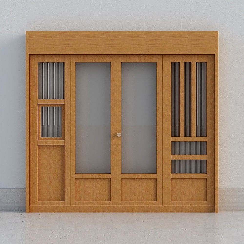 modern wooden windowed exposition double door