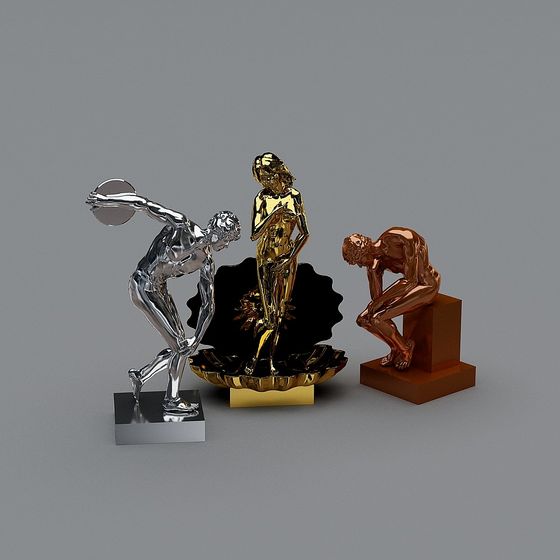 Elegant Low-Poly 3D Sculptures for Diverse Applications