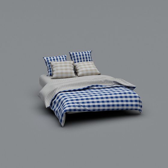 Elegant Low-Polygon Style Bed 3D Model