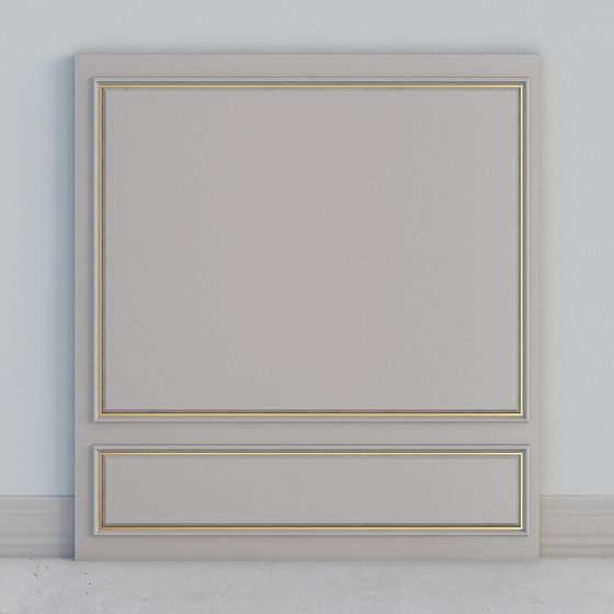 Elegant Minimalist 3D Model with Gold Accents