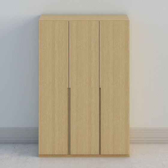 Wooden Three-Door Cabinet 3D Model