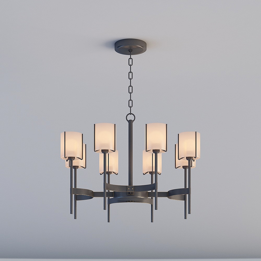 3D lights are all HW-American Light Luxury Restaurant Bedroom Study Chandelier -D211-8 head dumb black