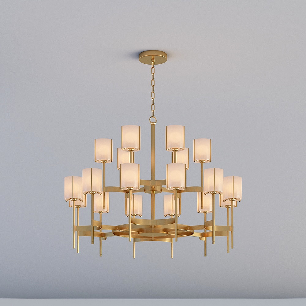 3D lights are all HW-American Light Luxury Restaurant Bedroom Study Chandelier - D211-12 plus 6 Copper Art