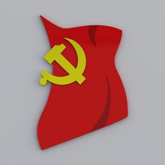 Majestic Red Flag with Hammer and Sickle 3D model