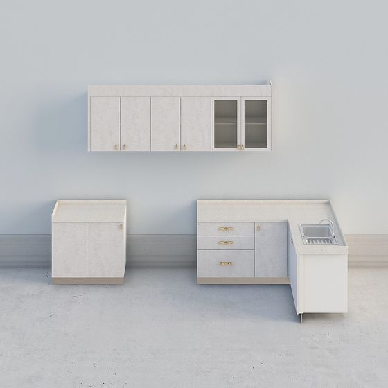 Modern Minimalist Kitchen Set 3D model