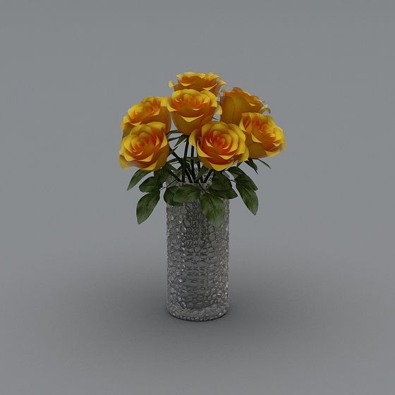 Sunshine Rose Vase 3D model for Creative Projects
