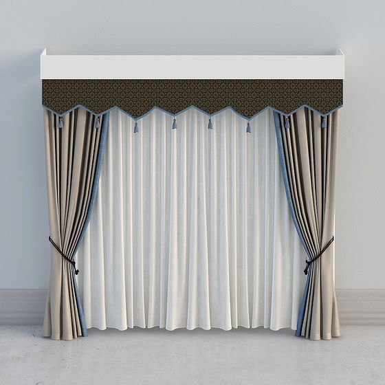 Chic Low-Polygon Curtain 3D model for Modern Interiors