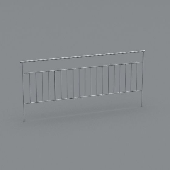 Stainless Steel Railings 3D Model in Gray Finish