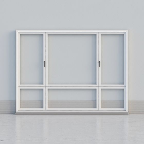 3 windows in the hall with marble