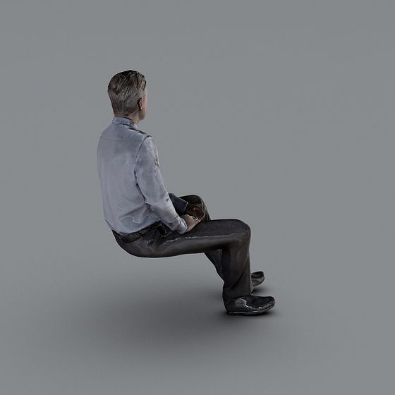 Thoughtful Man Sitting with Coffee 3D model