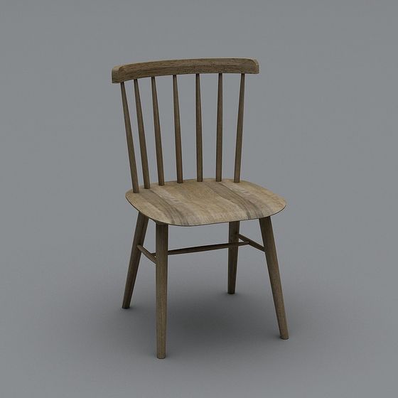 Elegant Low-Poly Wooden Chair 3D model