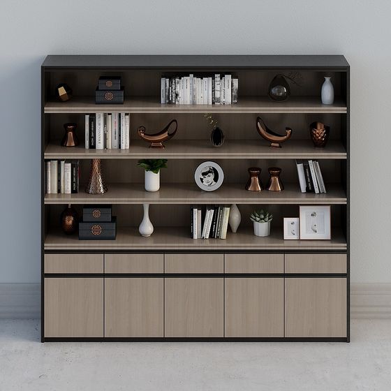 Black Bookcase 3D Model for Storage
