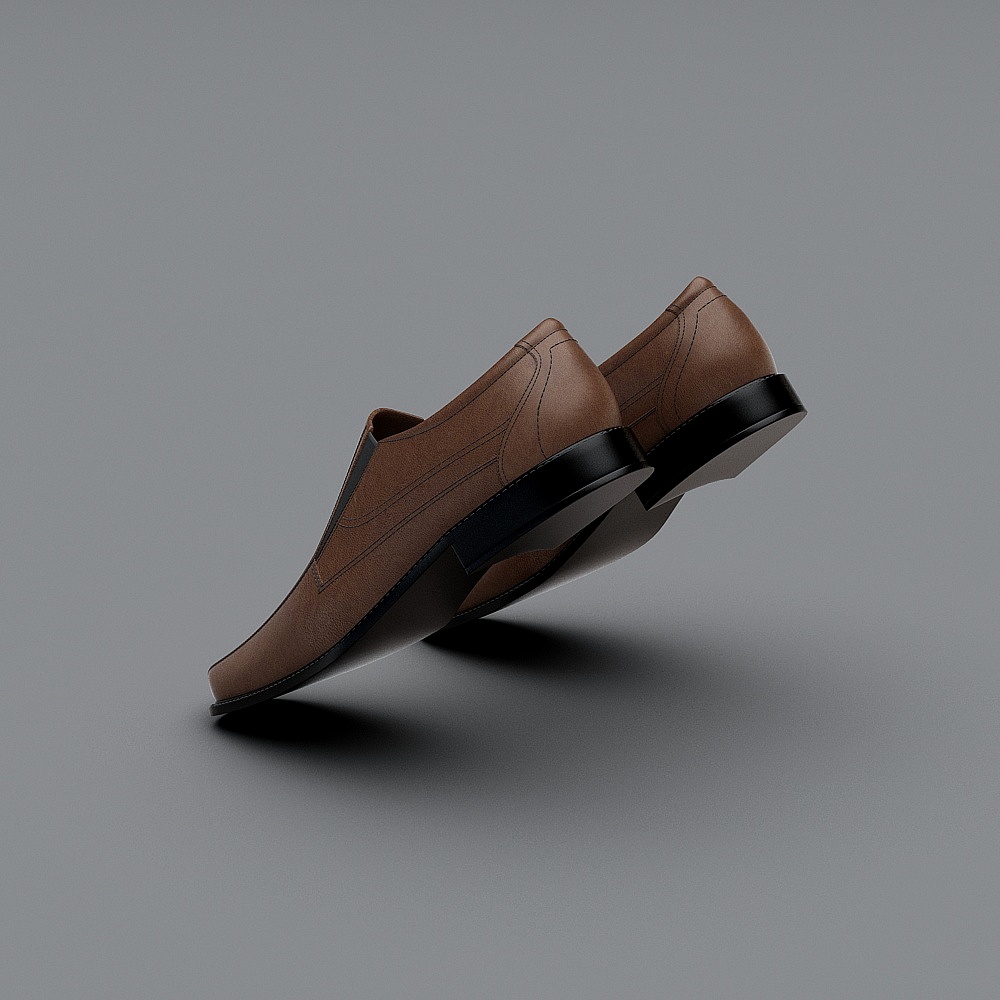 Realistic Brown Leather Shoes 3D model