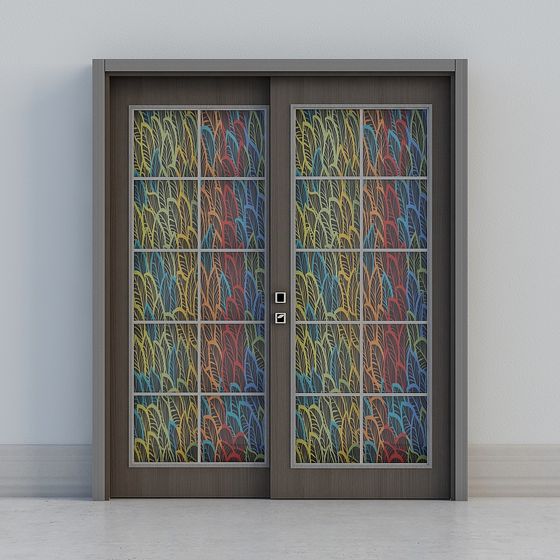 Colorful Feather Glass Door 3D model