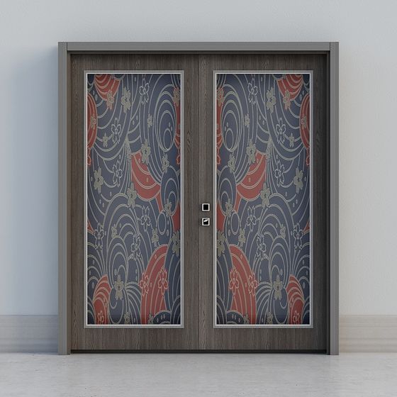 Chic Floral Sliding Door 3D model for Modern Spaces