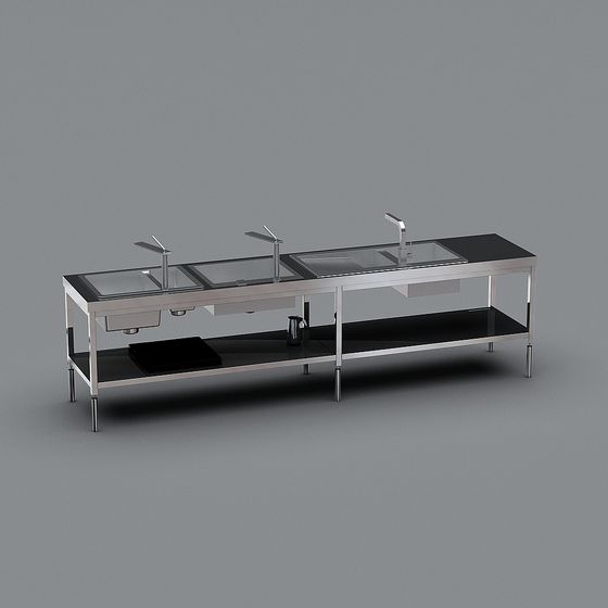Sleek Kitchen Sink Countertop 3D model