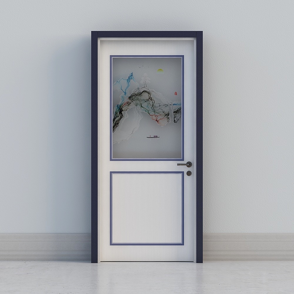 chineede white windowed door