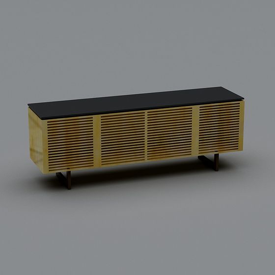 Wooden Slatted TV Cabinet 3D model