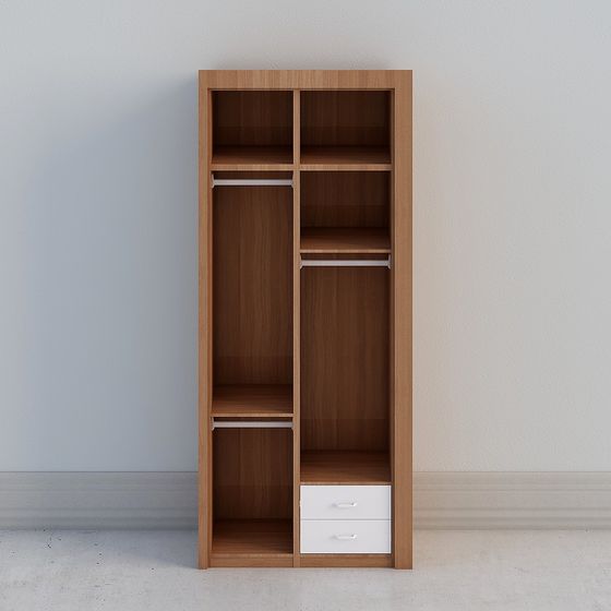 Trendy Low-Polygon Wardrobe 3D model for Modern Spaces