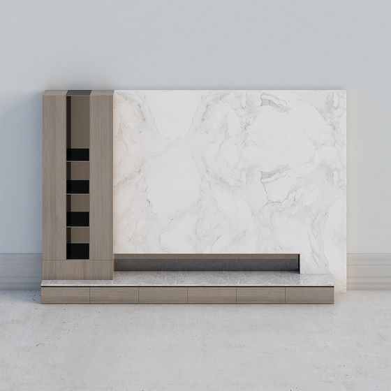 Minimalist Living Room TV Unit 3D model