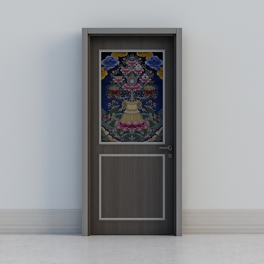 Porte chinoise gris foncé