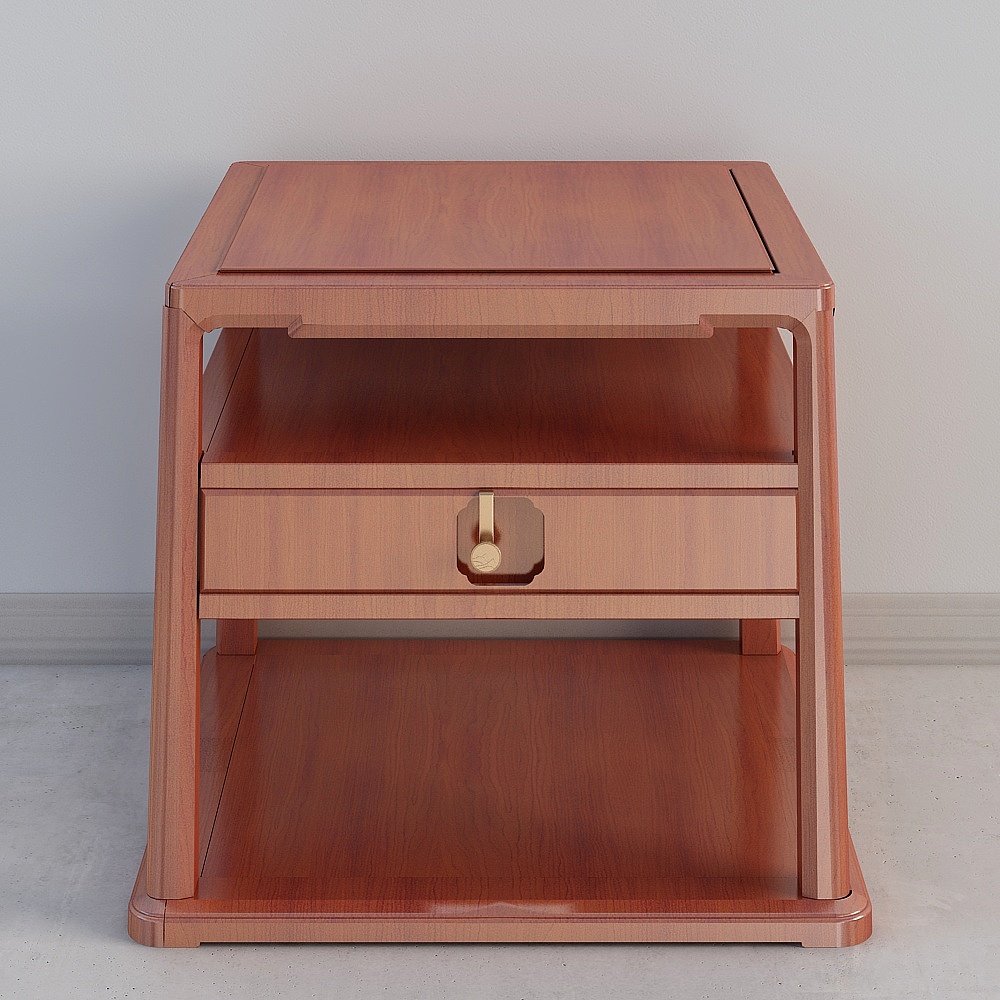 Minimalist Wooden Side Table 3D model