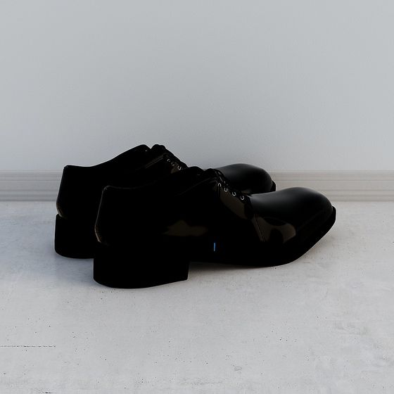 Urban Wanderer 3D Model - Stylish Black Shoes