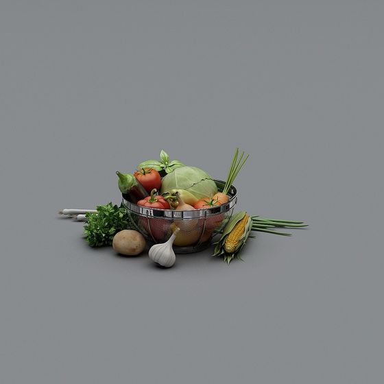 Vibrant 3D Vegetable Basket Model