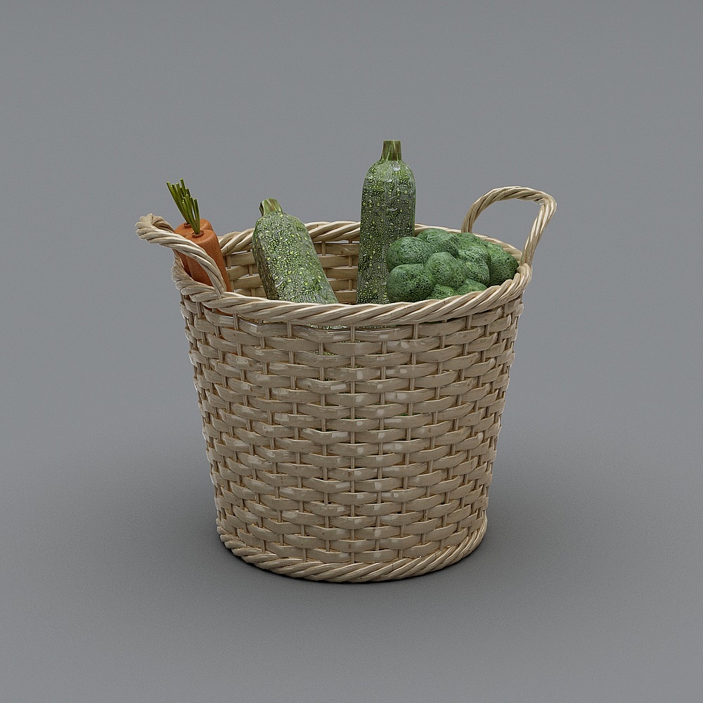 Woven Basket with Vegetables 3D model