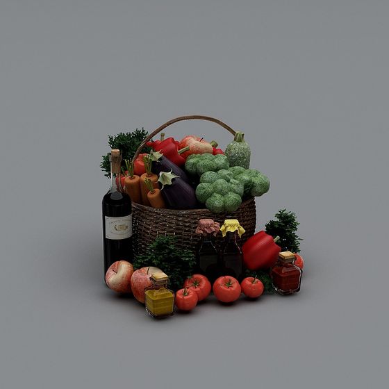 Rustic Harvest Basket 3D model for Creative Projects