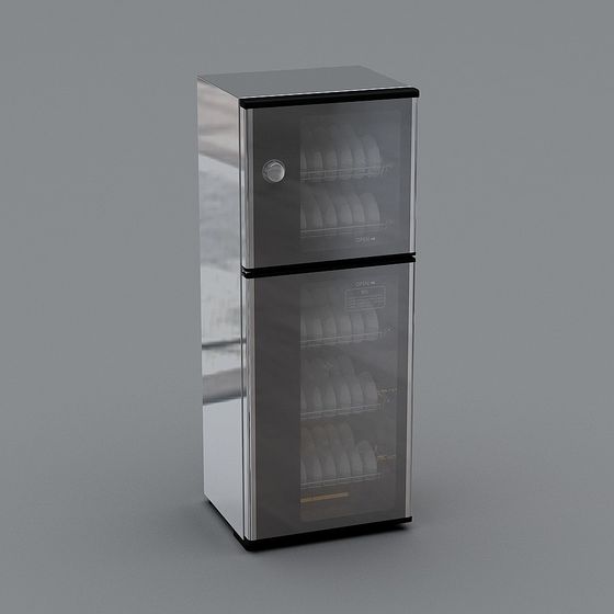 Sleek Stainless Steel Disinfection Cabinet 3D model
