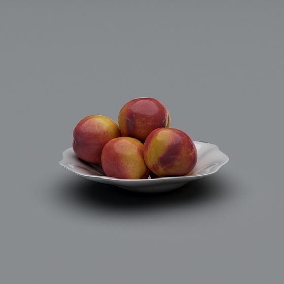 Vibrant Peach 3D Model on Elegant Plate