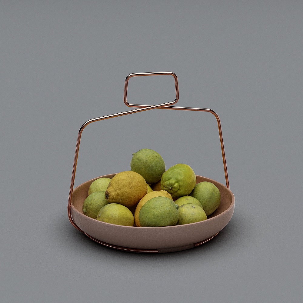 Elegant Low-Poly Fruit Basket 3D model