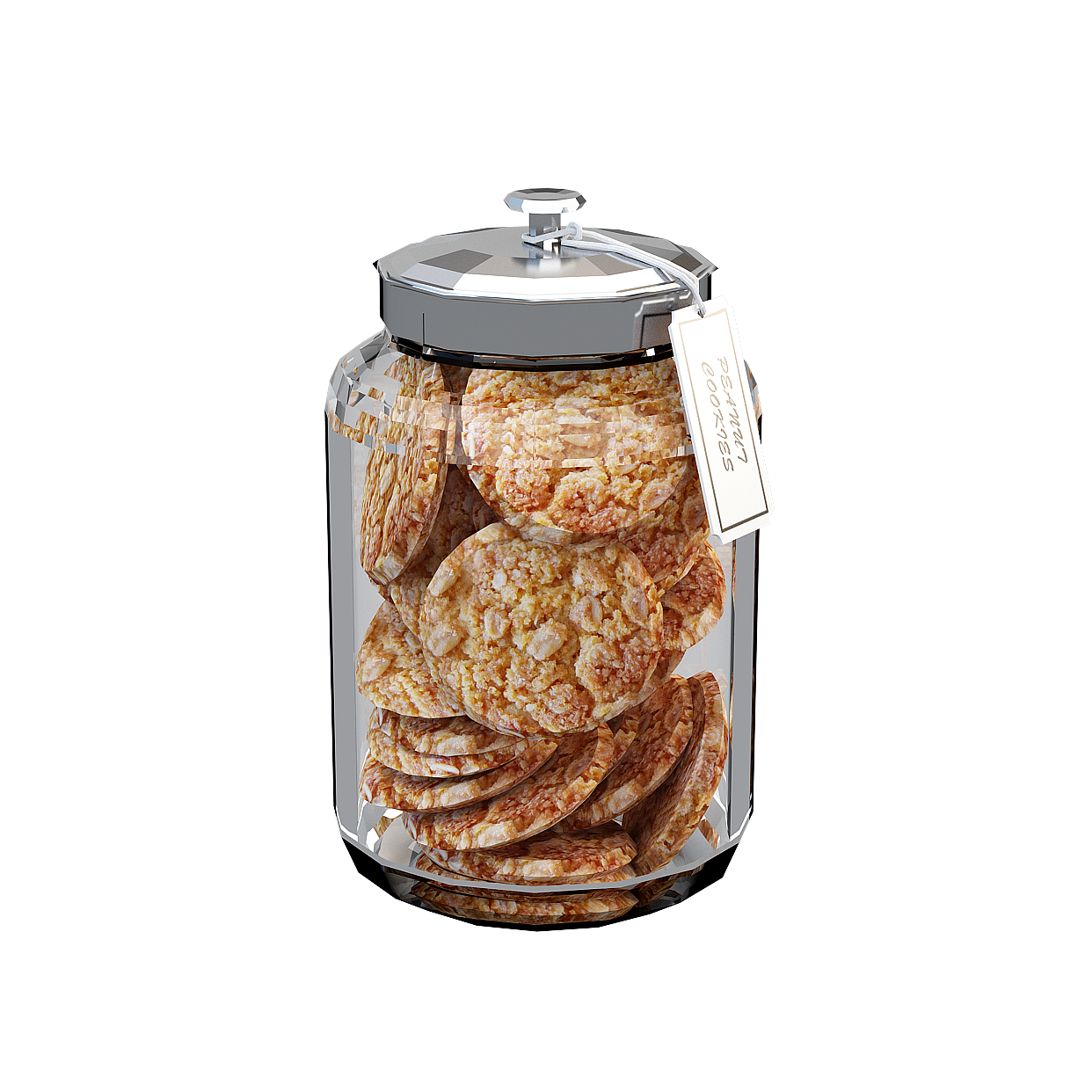 Realistic Glass Cookie Jar 3D Model – Transparent Design
