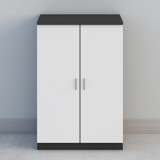 Stylish Storage Cabinet 3D model in Black and White