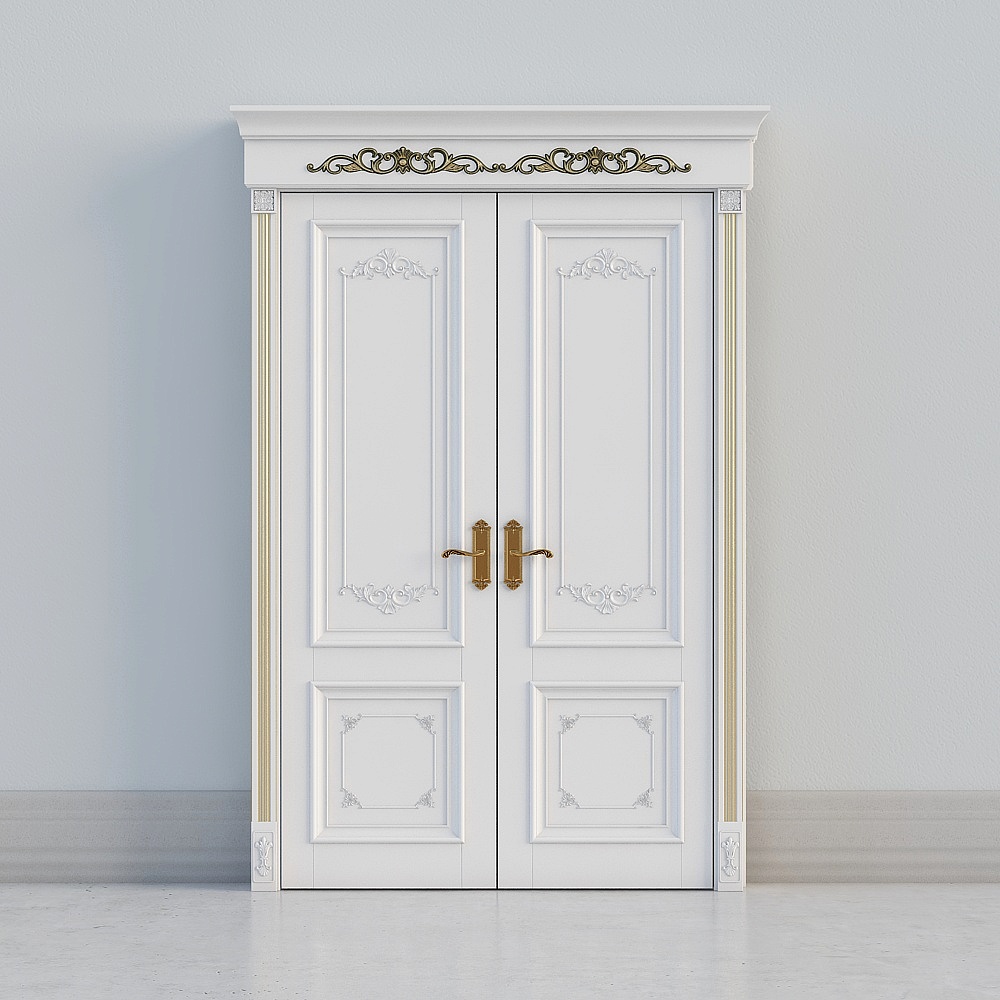 decorative white double door