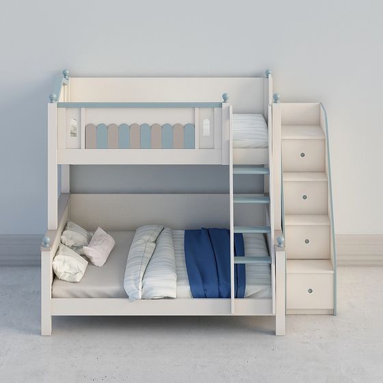 Cozy Bunk Bed 3D model for Kids' Rooms