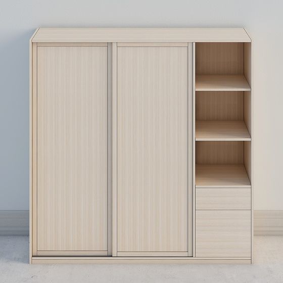 Modern Minimalist Sliding Wardrobe 3D model