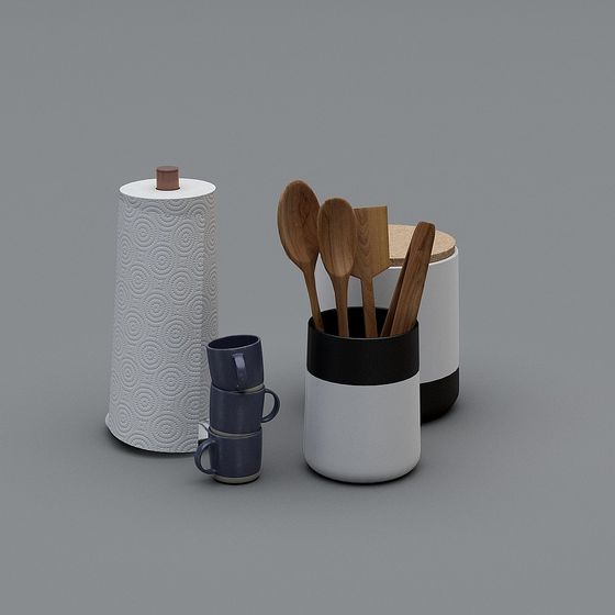 Modern Minimalist Kitchen Storage Set 3D model