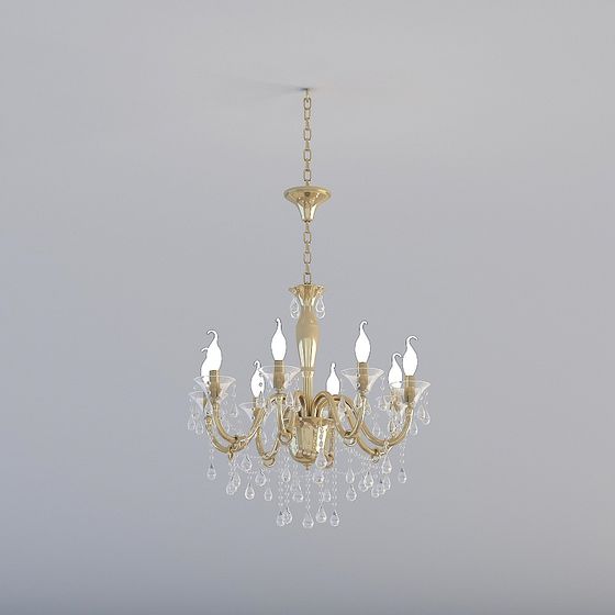 Elegant Crystal and Metal Chandelier 3D model