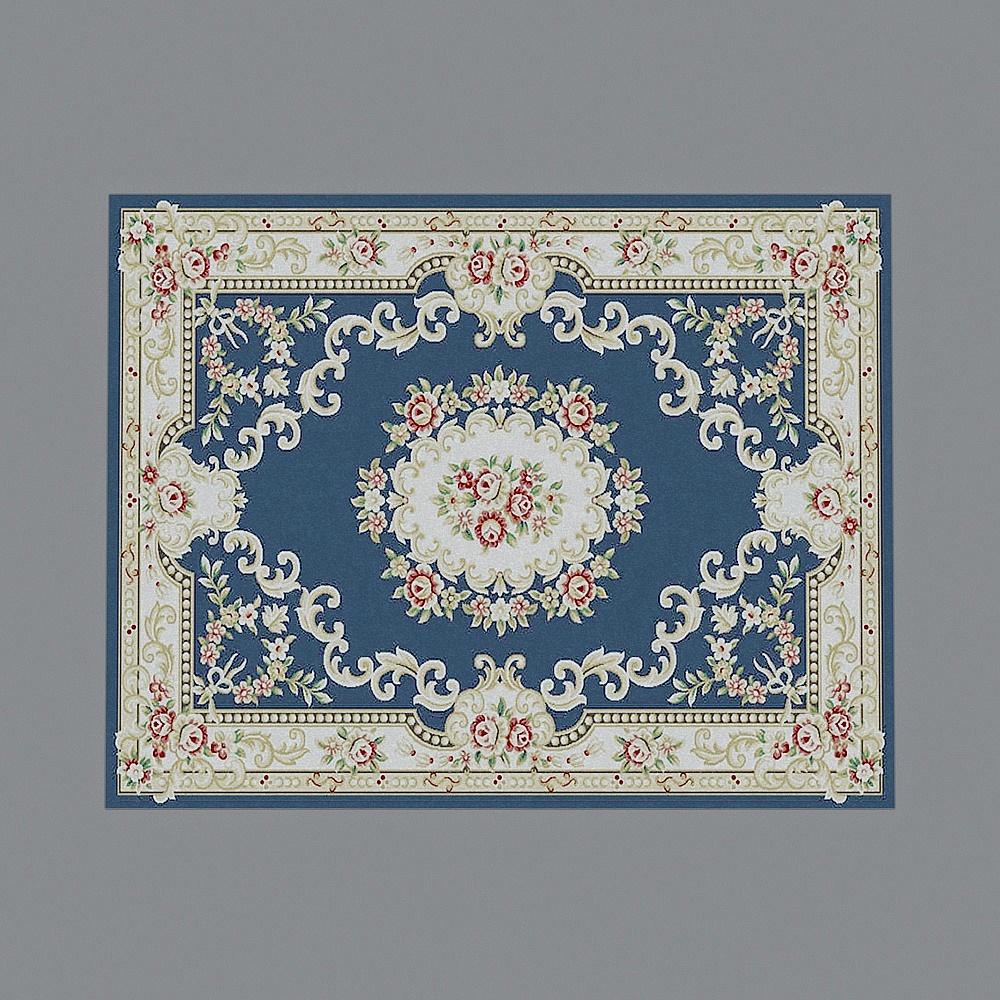 Royal Carpet 3D model - Elegant Blue Rose Design