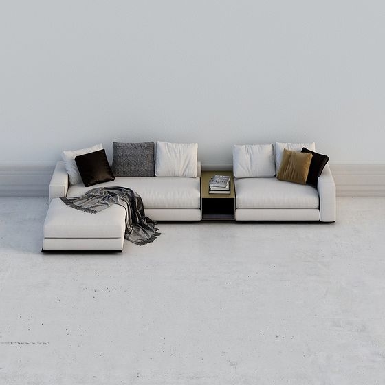 Elegant Low-Polygon Sofa 3D model for Modern Interiors