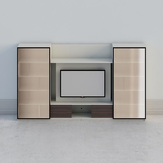 Stylish Low-Poly TV Cabinet 3D model for Modern Spaces