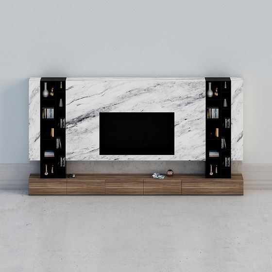Elegant Marble TV Stand 3D model for Modern Interiors