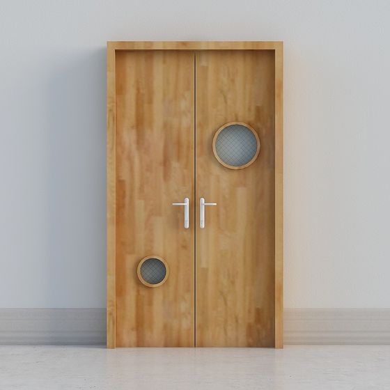 Elegant Double Wooden Door 3D model