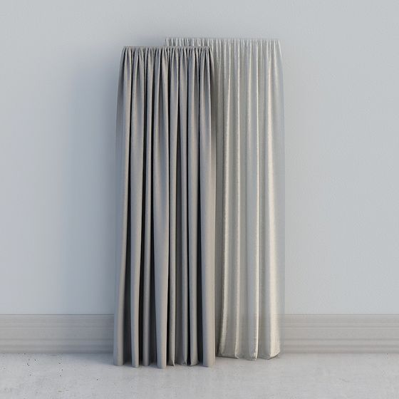 Folded Curtain 3D model for Interiors