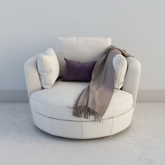 Sleek Rounded Armchair 3D model for Modern Spaces