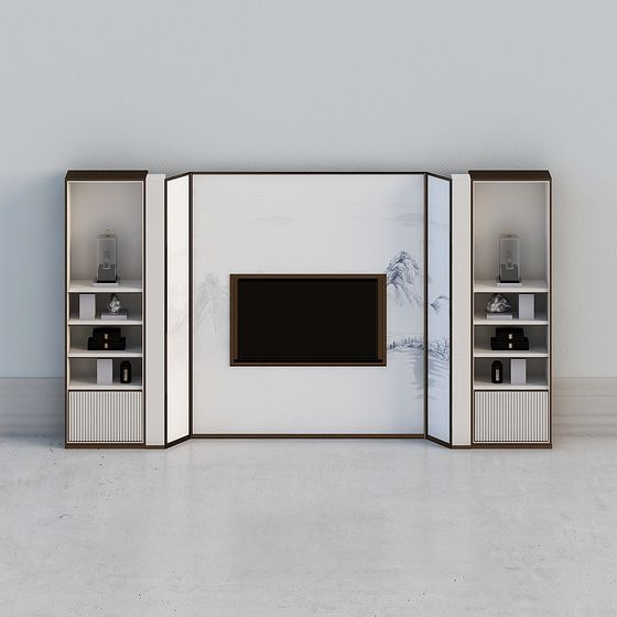 Black TV Cabinet 3D Model for Modern Interiors