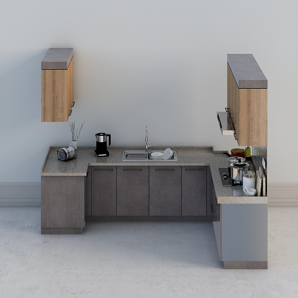 Modern - Kitchen grey cabinetry -xs